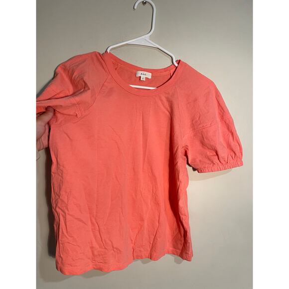 A.L.C Coral Cotton Puff Sleeve T-Shirt Size Small - Picture 2 of 9